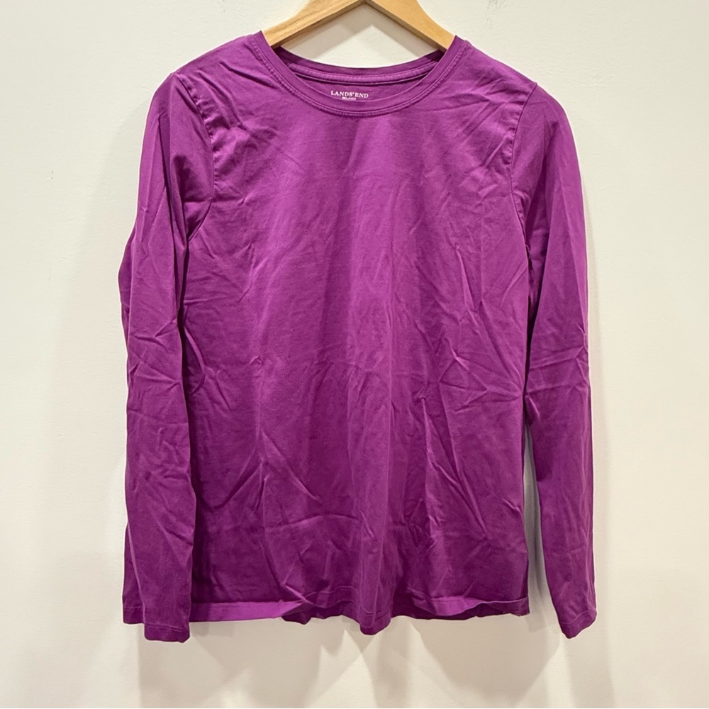✅Lands' End medium Relaxed fit Supima 100% Cotton soft long sleeve Tshirt pink
